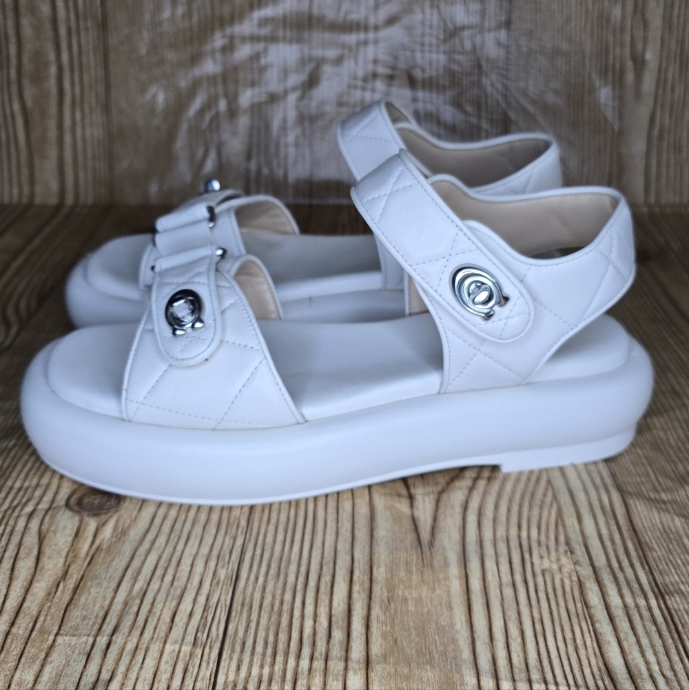 Coach Women's Peyton Leather Chunky‎ Sandal Size 8.5 - Picture 2 of 14
